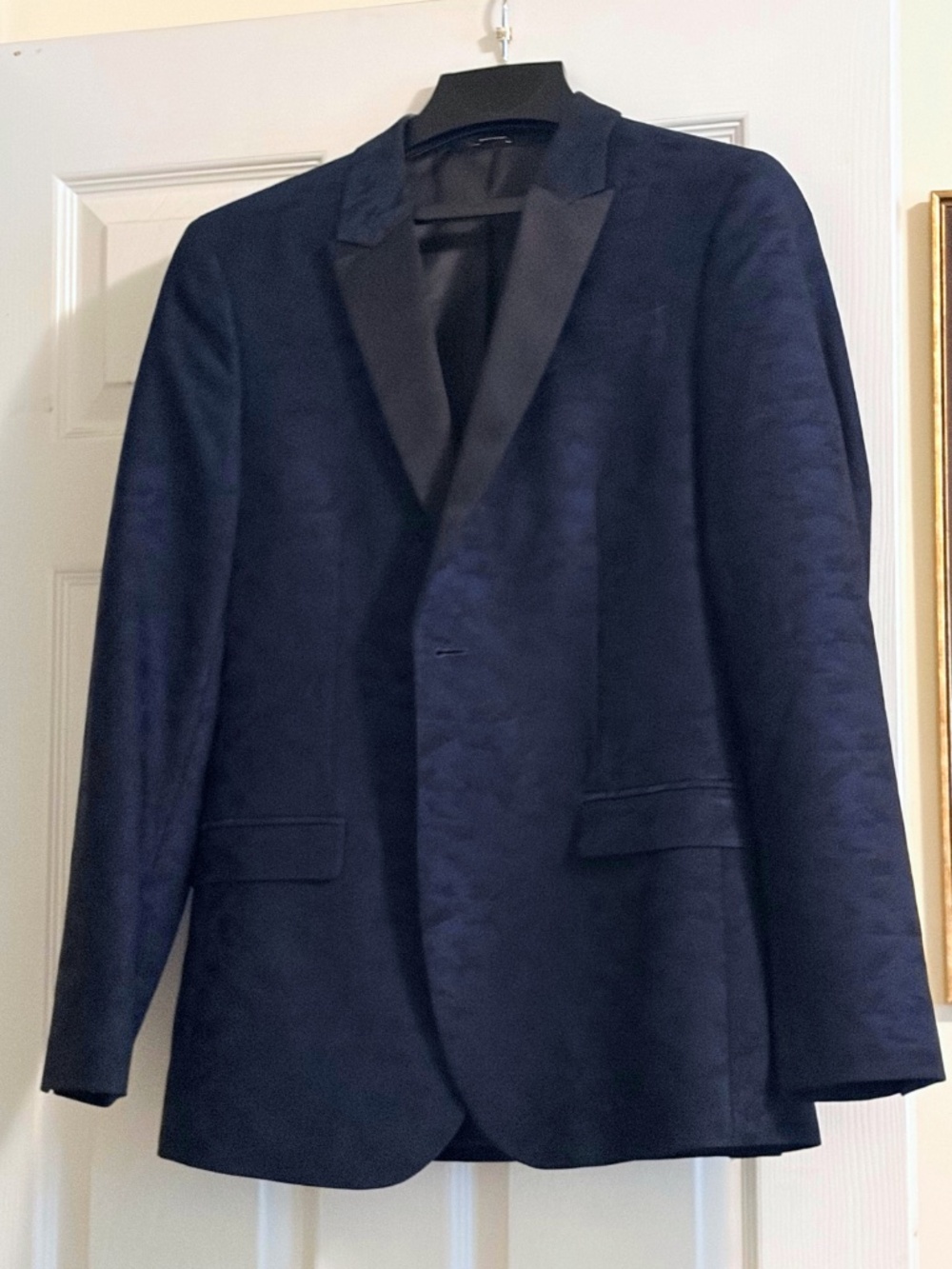 J.Ferrar Navy Blue Patterned Formal Blazer – Prom & Wedding